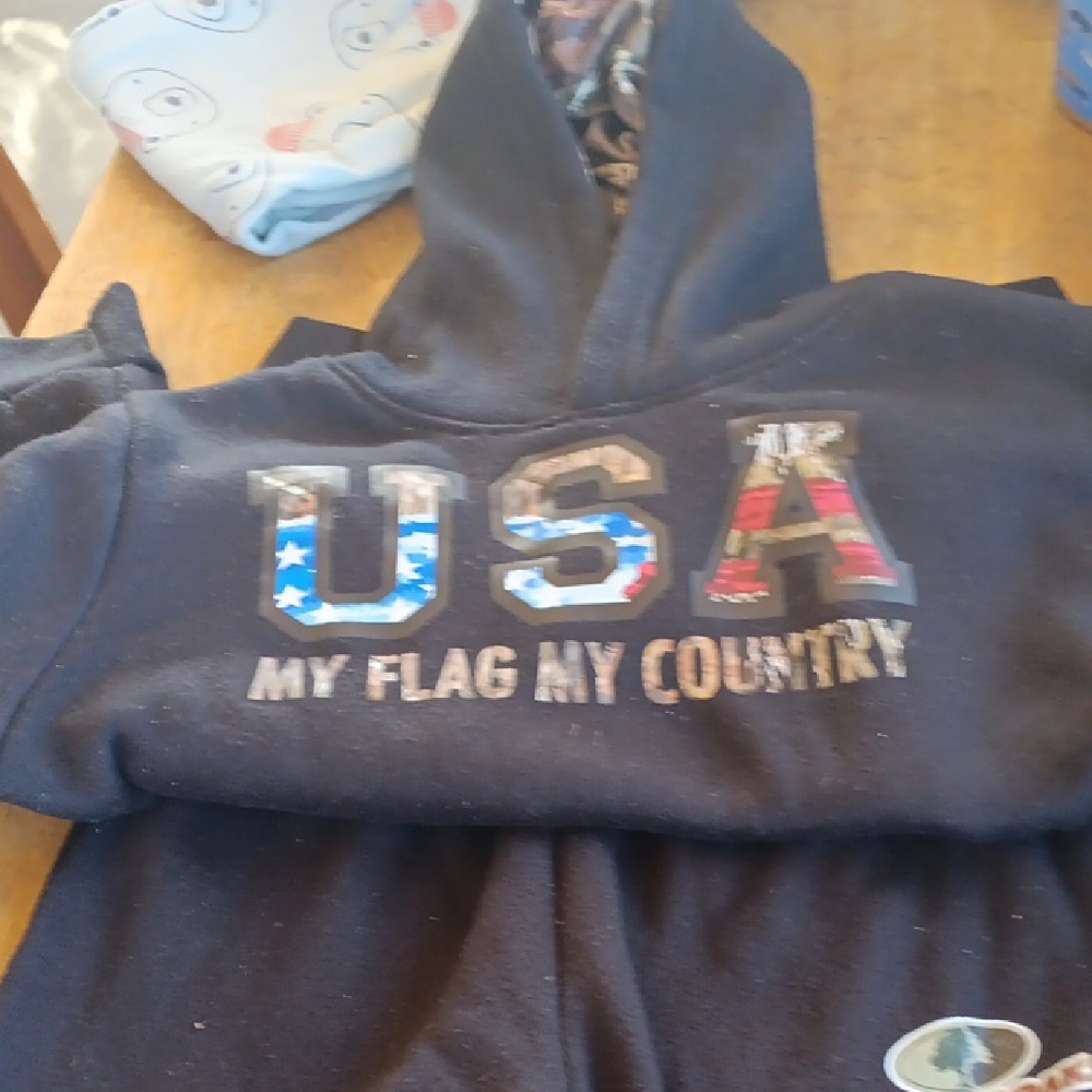 Mossy Oak USA Flag Kids Hoodie - Black